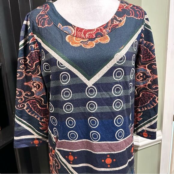 LULU H Paris Boho Floral pattern Sweater Dress Size Large - Picture 2 of 13